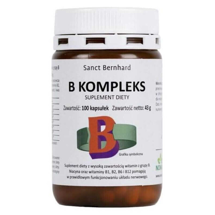 Complexe de vitamines B (niacine, B1, B2, B6, B12) 100 gélules Sanct Bernhard