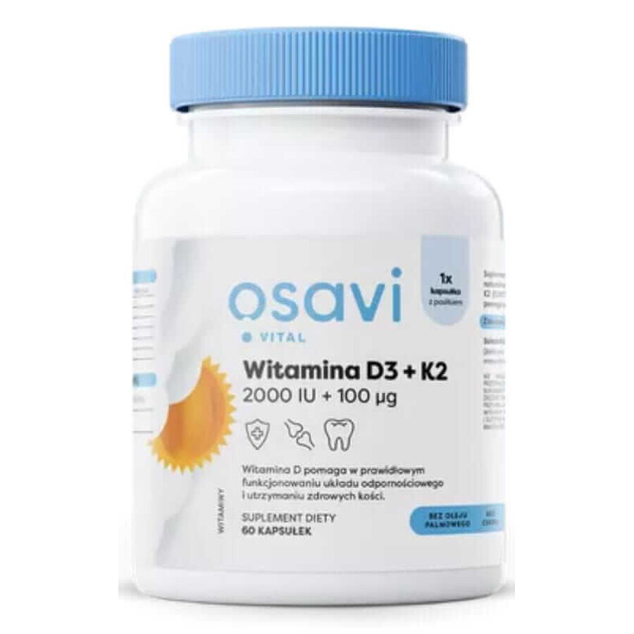 Osavi Vitamin D3 2000IU + K2 100mcg - 60 Weichkapseln