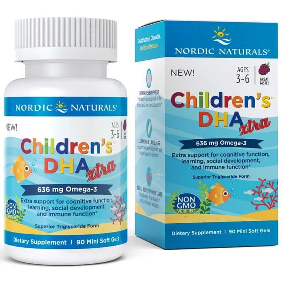 DHA xtra for kids 636mg Blackberry Omega-3 (90 caps) Nordic Naturals