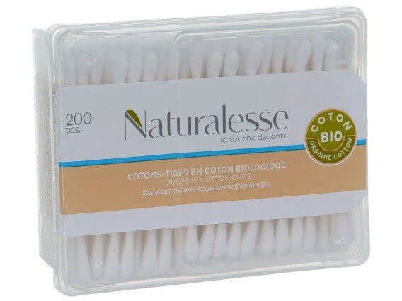 Bio-Wattestäbchen, 200 Stück, Naturalesse