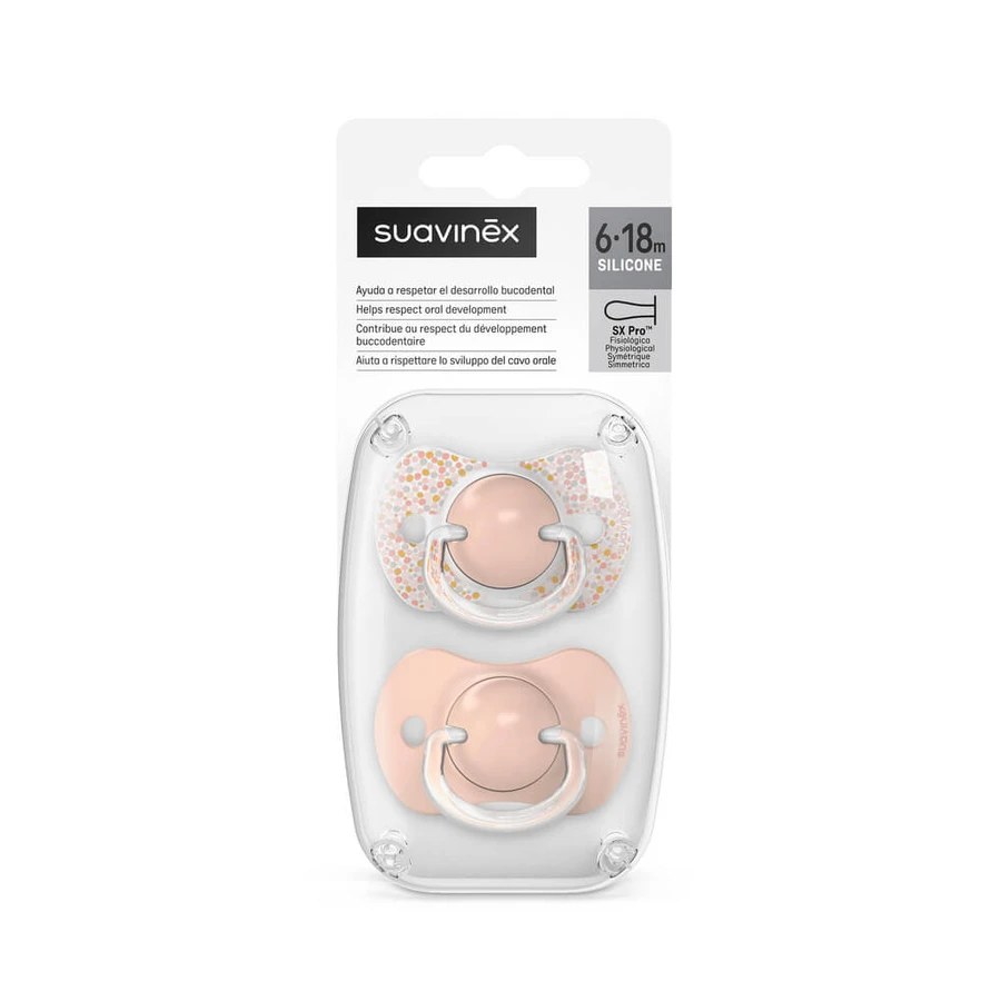 Silikon-Schnuller SX Pro Dreams, 6-18 Monate, Pfirsich, 2 Stück, Suavinex