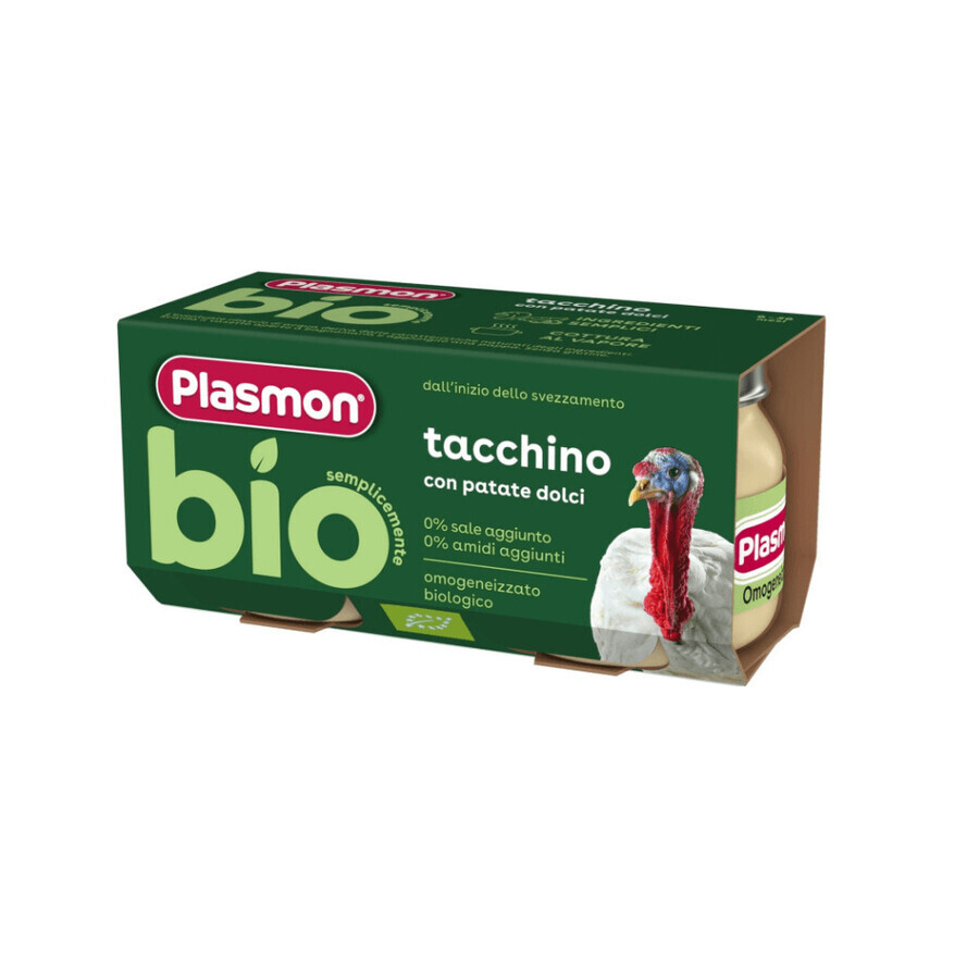 Purea di tacchino e patate biologica, 2 x 80 g, Plasmon