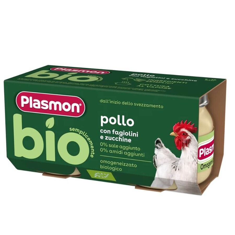 Organic chicken and vegetable puree, +6 months, 2 x 80 g, Plasmon