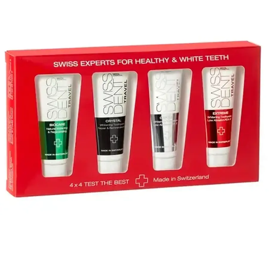 Whitening Tandpasta Set Extreme + Gentle + Crystal + Biocare, 4 x 10 ml, Swissdent