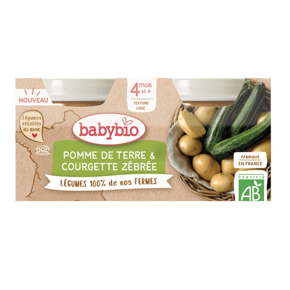 Bio-Kartoffel-Zucchini-Püree, +4 Monate, 2x130 g, Babybio