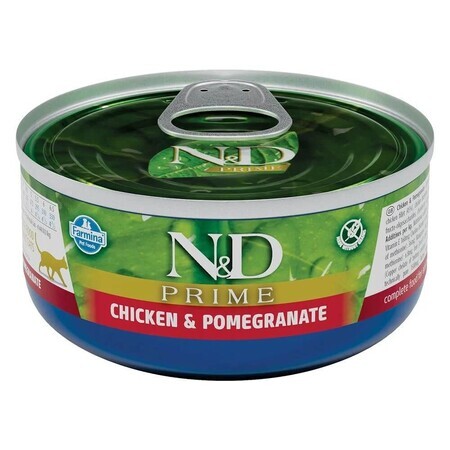 Nassfutter mit Huhn und Granatapfel für Katzen N&D Prime Adult, 70 g, Farmina