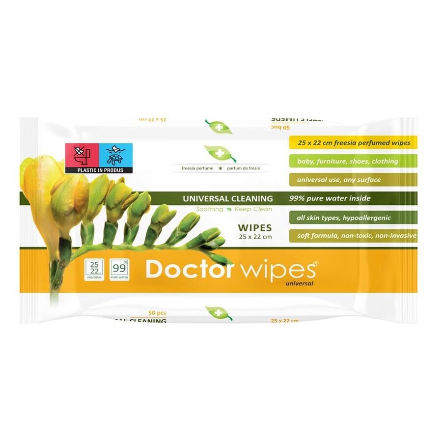 Doctor Wipe's vochtige doekjes voor alle doeleinden met fresiageur, 50 stuks