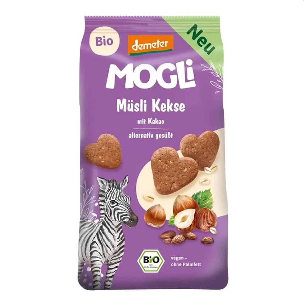 Bio-Kekse mit Müsli, Kakao und Haselnüssen, 125 g, Mogli