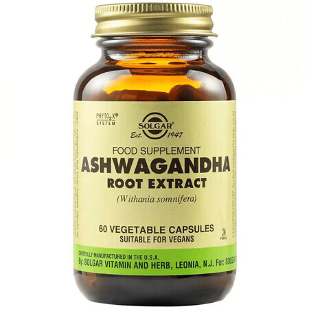 Extrait de racine d'ashwagandha, 60 gélules, Solgar