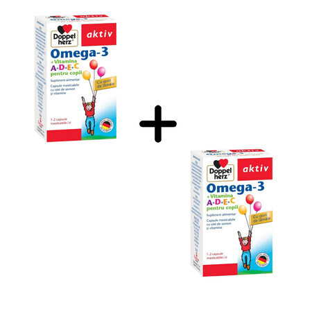 Omega 3 Vitamin A+D+E+C für Kinder, 2 x 30 Kapseln, Doppelherz