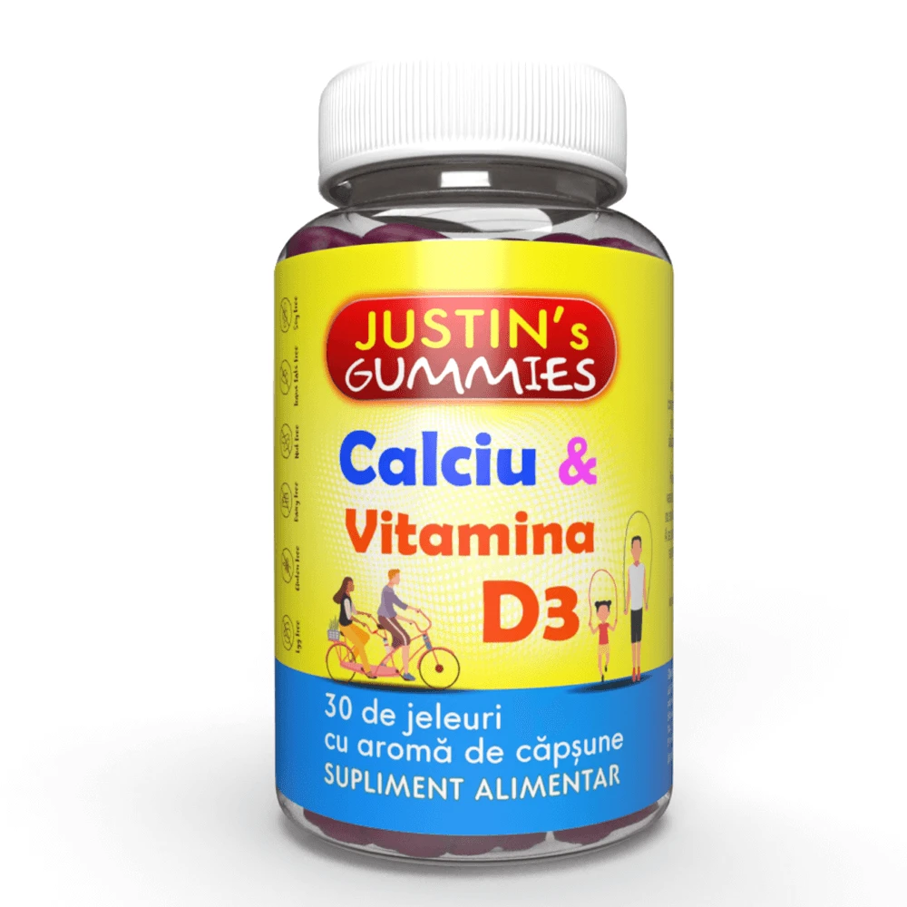 Justins Calcium + Vitamin D3 Gelees, 30 Stück, Justin Pharma