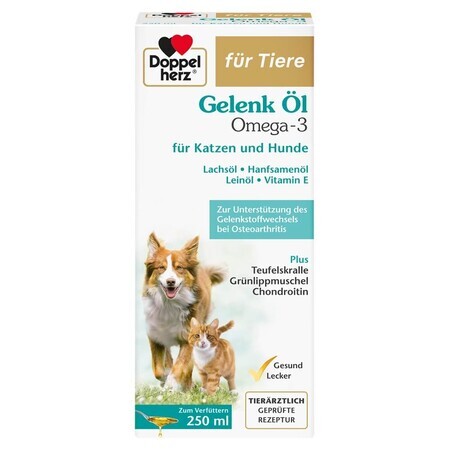 Supplement with omega-3 oil for normal joint function in cats and dogs, 250 ml, Doppelherz Pets