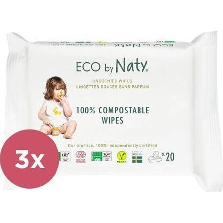 Eco by Naty Parfümfreie Feuchttücher für empfindliche Haut 1×168 Stück, Feuchttücher