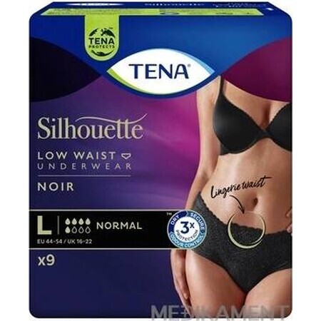 TENA SILHOUETTE NORMAL NORMAL BLACK L 9KS 1×9 Stück, Inkontinenz-Unterwäsche