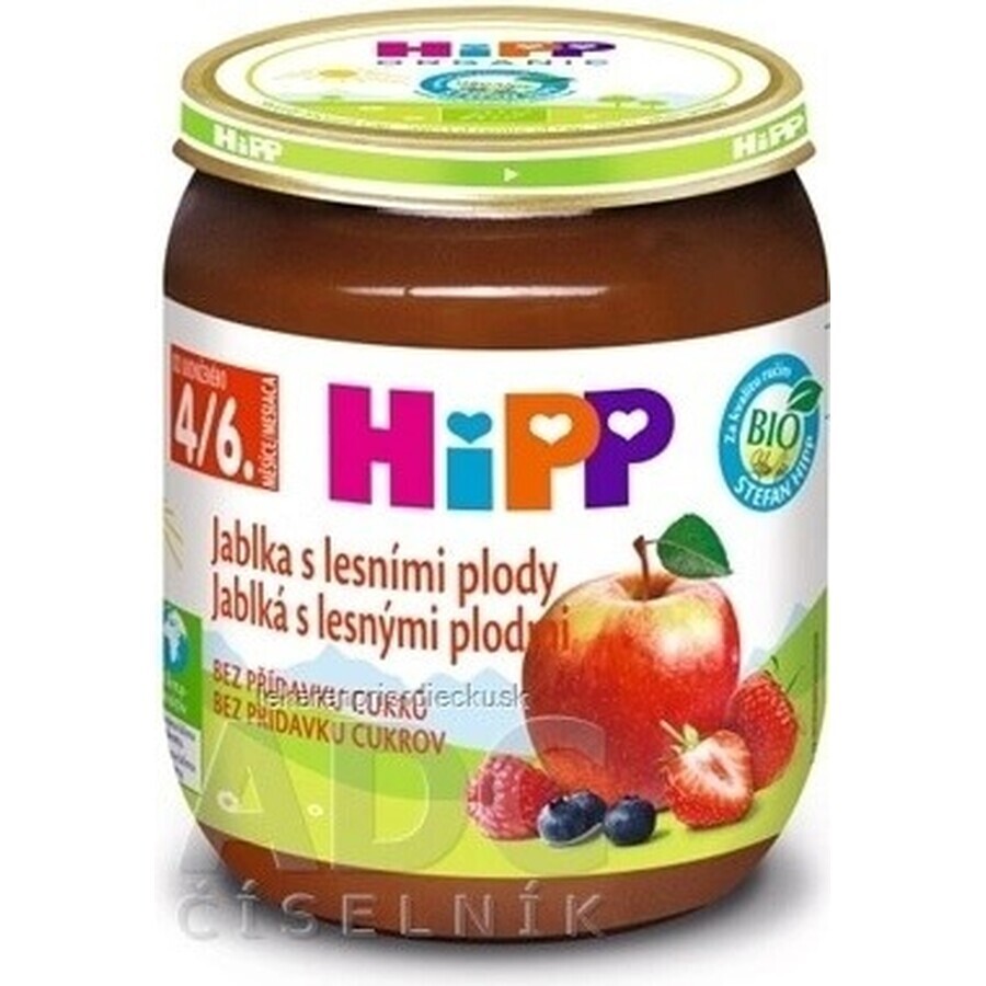 HiPP Integratore di frutta Mele con frutti di bosco 1×125 g, integratore di frutta per bambini