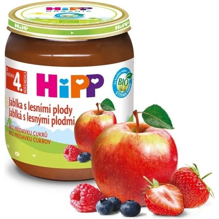 HiPP Integratore di frutta Mele con frutti di bosco 1×125 g, integratore di frutta per bambini