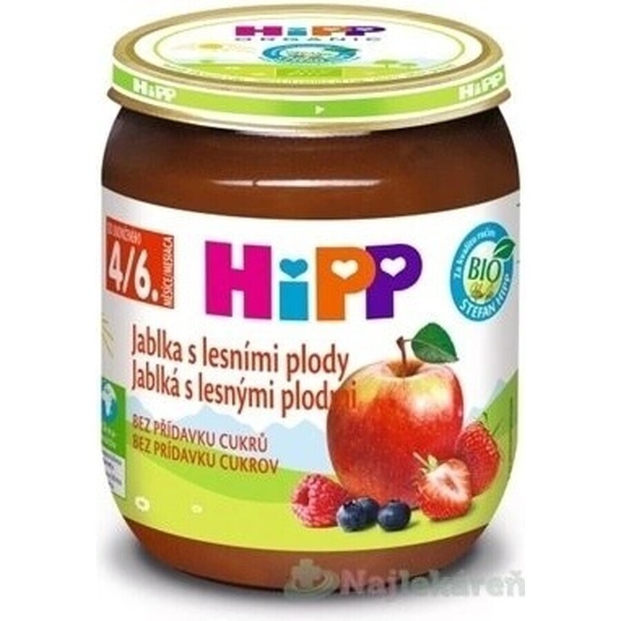 HiPP Integratore di frutta Mele con frutti di bosco 1×125 g, integratore di frutta per bambini