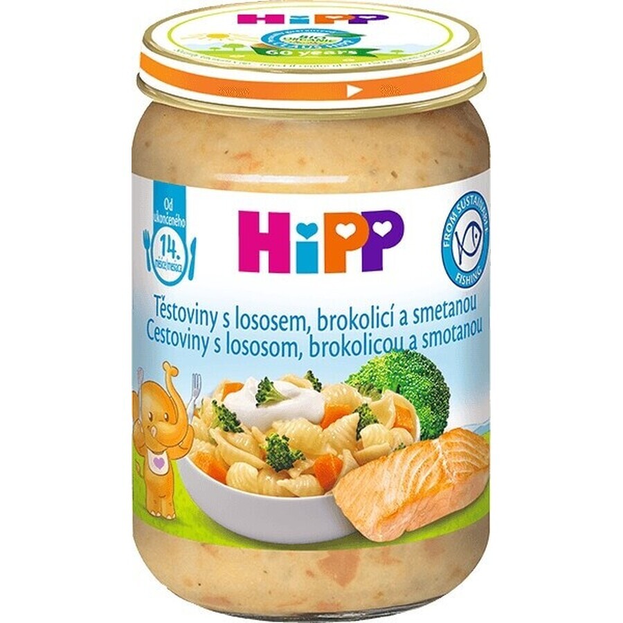 HiPP Pasta met zalm, broccoli en room uit het Verenigd Koninkrijk. 14 maanden 1×250 g, babyhapje