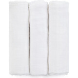 PETITE&MARS Ensemble de couches en mousseline de bambou 3pcs Moussy Total White, 68 x 68 cm 1×3 pcs, ensemble de couches