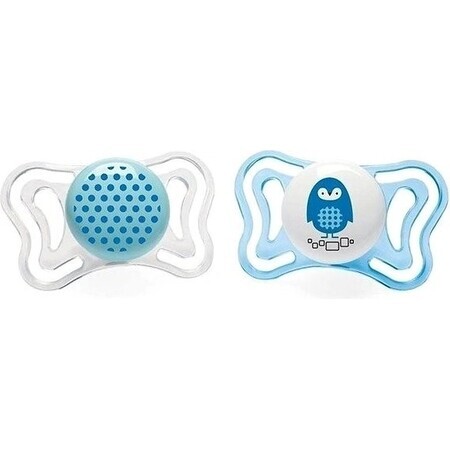 CHICCO Physio Light silicone pacifier boy - dots/pumpkin 2 pcs, 2-6 m + 1 × 2 pcs, orthodontic pacifier