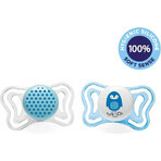 CHICCO Physio Light silicone pacifier boy - dots/pumpkin 2 pcs, 2-6 m + 1 × 2 pcs, orthodontic pacifier