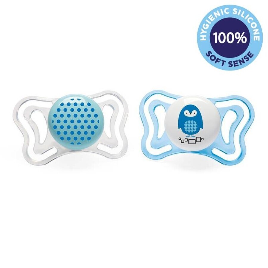 CHICCO Physio Light silicone pacifier boy - dots/pumpkin 2 pcs, 2-6 m + 1 × 2 pcs, orthodontic pacifier