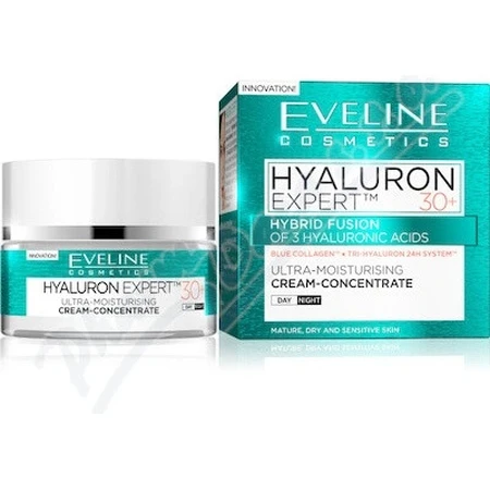 Eveline Hyaluron Clinic Day and Night Cream 30+ 1×50 ml, deeply moisturizing cream for first wrinkles