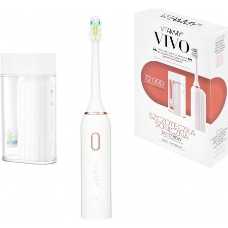 VITAMMY VIVO Brosse à dents sonique rose avec boîte, blanche 1×1 pc, brosse à dents sonique