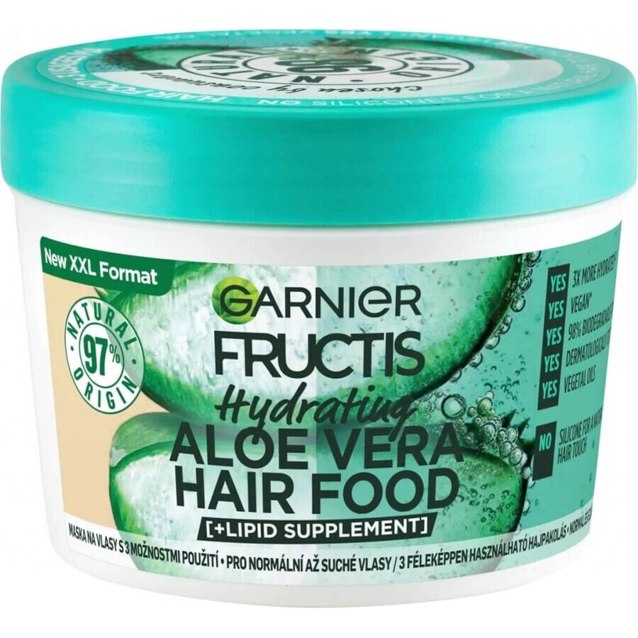 Garnier Fructis Hair Food Masque hydratant à l'aloe vera pour cheveux normaux à secs, 400 ml 1×400 ml, masque capillaire