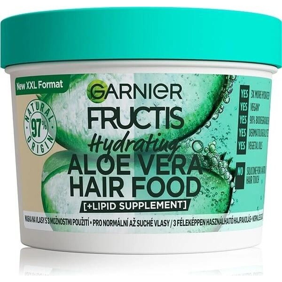 Garnier Fructis Hair Food Masque hydratant à l'aloe vera pour cheveux normaux à secs, 400 ml 1×400 ml, masque capillaire