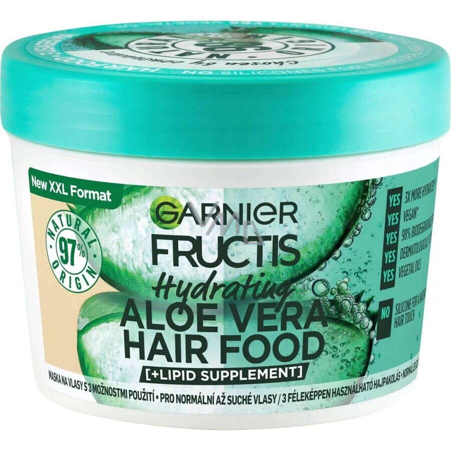 Garnier Fructis Hair Food Masque hydratant à l'aloe vera pour cheveux normaux à secs, 400 ml 1×400 ml, masque capillaire