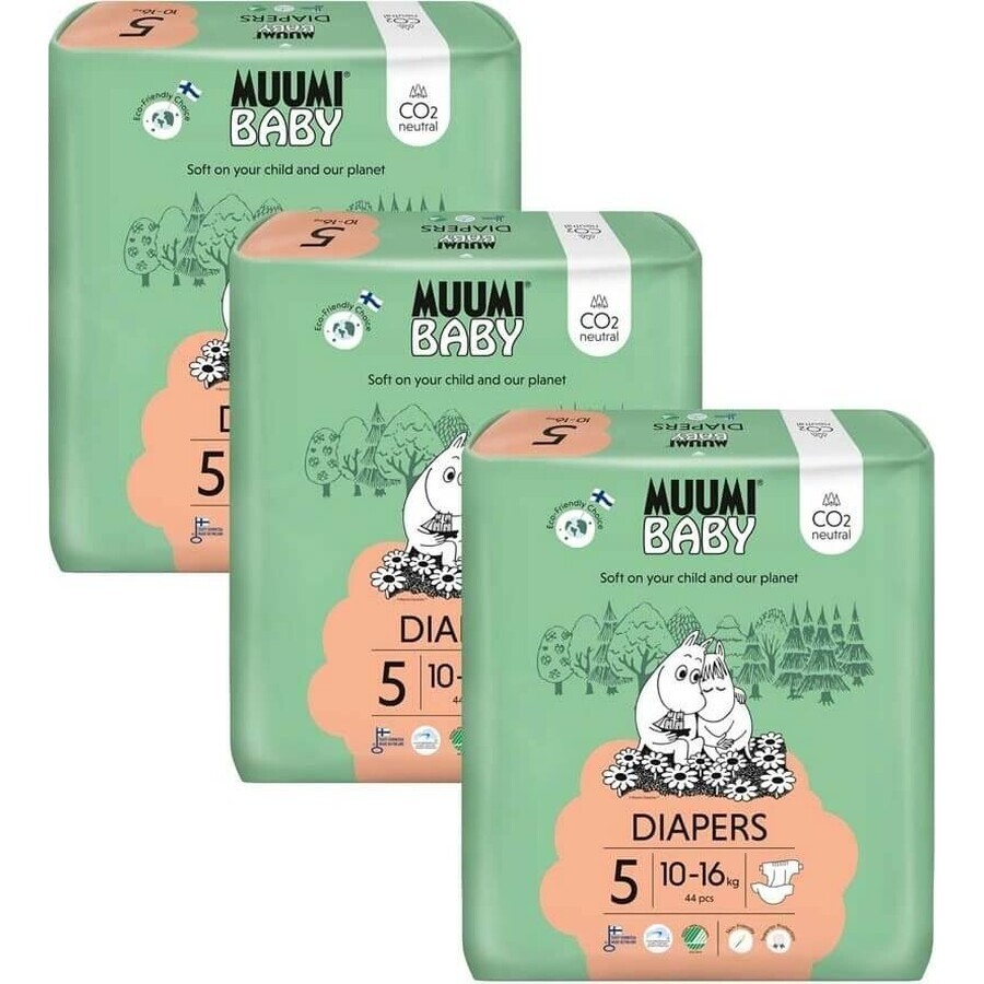 Muumi Baby 5 Maxi+ 10-16 kg, 1×132Stück Monatspackung Bio-Windeln, ECO-Windeln