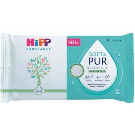 HiPP Babysanft Salviette detergenti morbide e pure 10 pezzi 1×10 pezzi, salviette umidificate