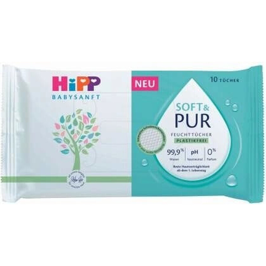 HiPP Babysanft Salviette detergenti morbide e pure 10 pezzi 1×10 pezzi, salviette umidificate