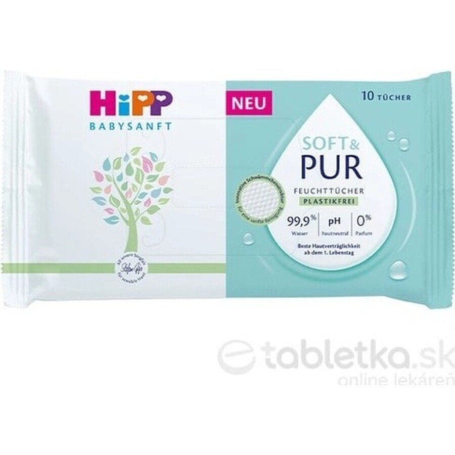 HiPP Babysanft Salviette detergenti morbide e pure 10 pezzi 1×10 pezzi, salviette umidificate