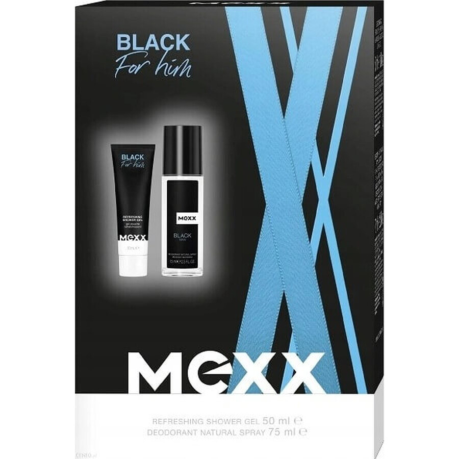 MEXX BLACK MAN desodorante 75ML + gel de ducha 50ML 1×1pc, set cosmético para hombre