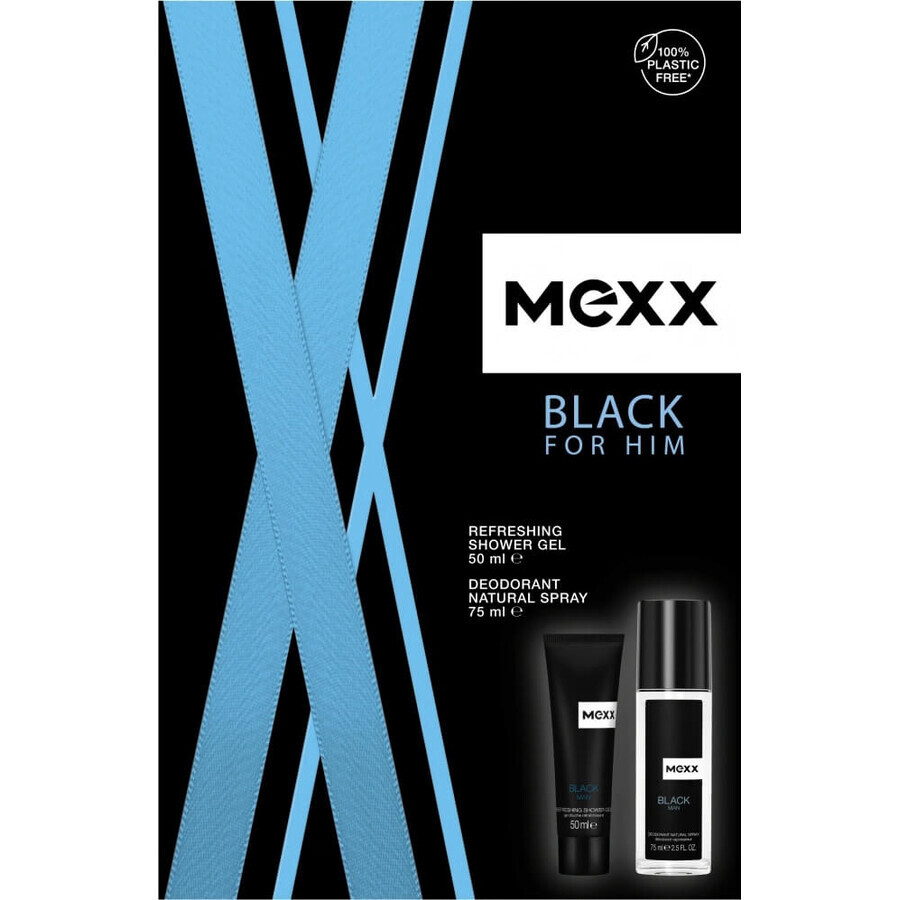 MEXX BLACK MAN desodorante 75ML + gel de ducha 50ML 1×1pc, set cosmético para hombre