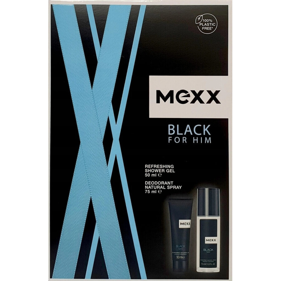 MEXX BLACK MAN desodorante 75ML + gel de ducha 50ML 1×1pc, set cosmético para hombre