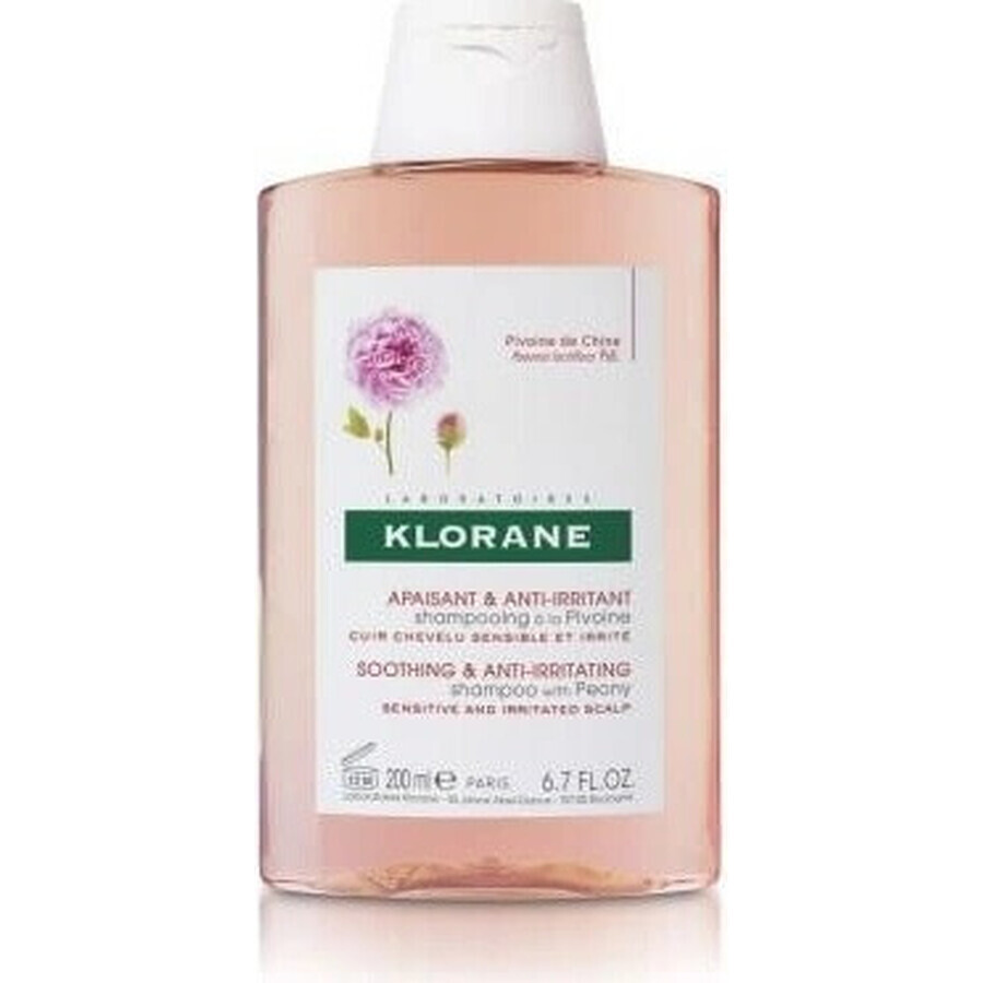 KLORANE SHAMPOOING à la pivoine biologique 1×200ml, shampooing pour cuir chevelu sensible et irrité