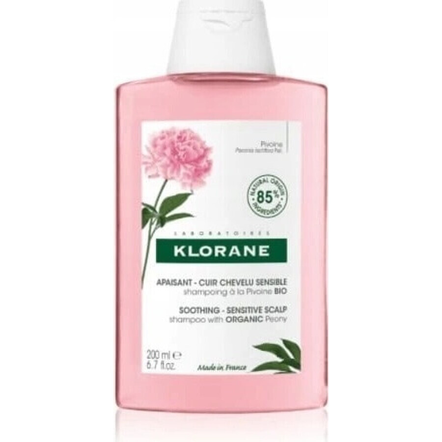 KLORANE SHAMPOOING à la pivoine biologique 1×200ml, shampooing pour cuir chevelu sensible et irrité