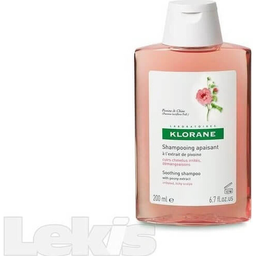 KLORANE SHAMPOOING à la pivoine biologique 1×200ml, shampooing pour cuir chevelu sensible et irrité