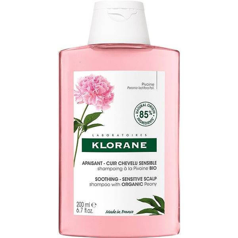 KLORANE SHAMPOOING à la pivoine biologique 1×200ml, shampooing pour cuir chevelu sensible et irrité