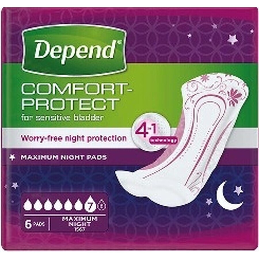 DEPEND MAXIMUM assorbenti per incontinenza da donna, 12,5x34 cm, assorbimento 953 ml, 1x6 pz.