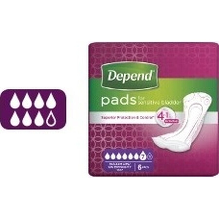 DEPEND MAXIMUM assorbenti per incontinenza da donna, 12,5x34 cm, assorbimento 953 ml, 1x6 pz.