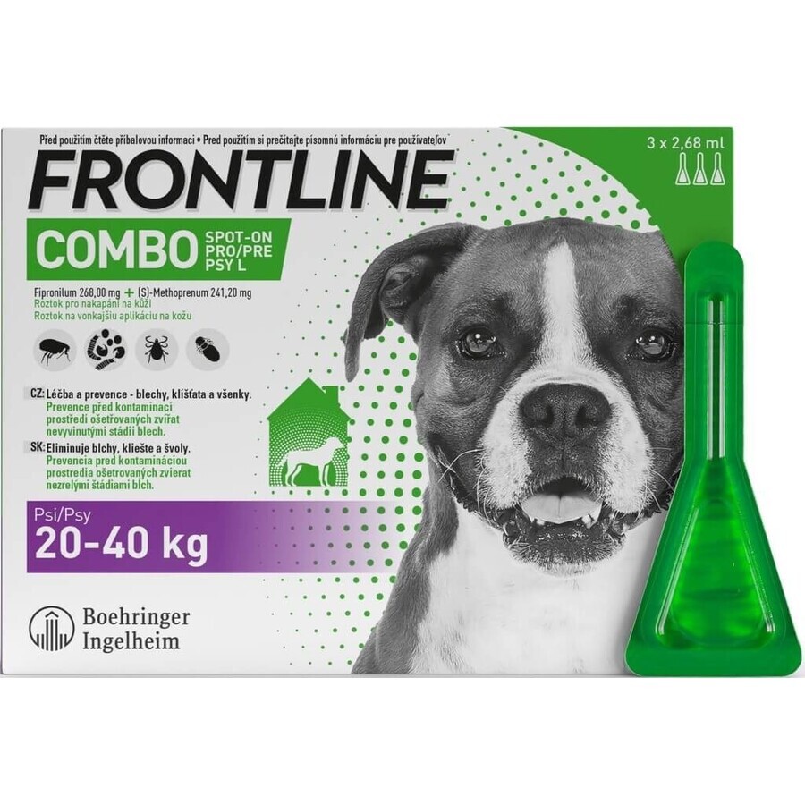 FRONTLINE COMBO spot-on spot-on pour CHIEN L 3 x 2.68 ml 3x2.68 ml 3x2.68 ml, solution pour chiens