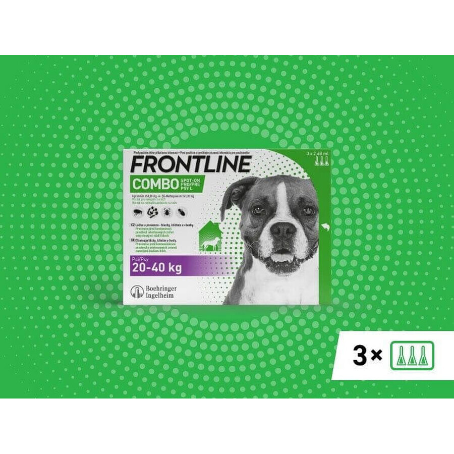 FRONTLINE COMBO spot-on spot-on pour CHIEN L 3 x 2.68 ml 3x2.68 ml 3x2.68 ml, solution pour chiens