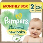 PAMPERS HARMONIE BABY DIAPERS V.2 4-8KG 204KS 1×204 Stück, Windeln in Größe 2