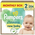 PAMPERS HARMONIE BABY DIAPERS V.2 4-8KG 204KS 1×204 Stück, Windeln in Größe 2