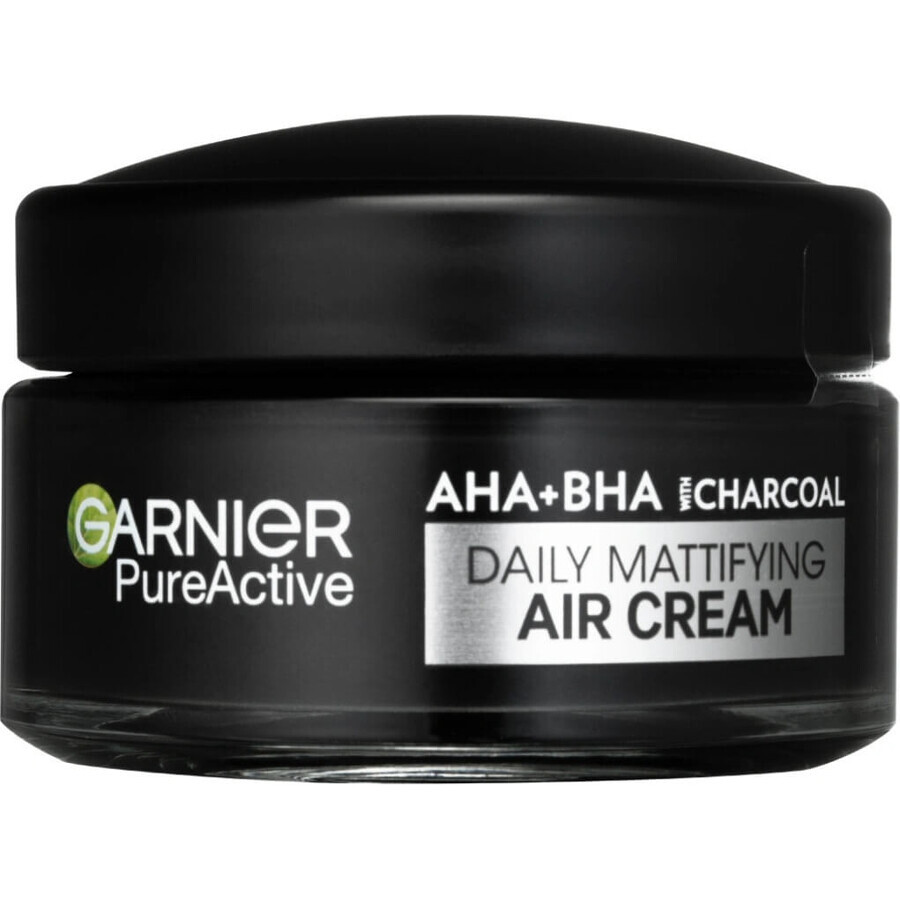 Garnier Pure Active AHA + BHA crema de día ligera 3en1 crema de día con carbón activado 1×50 ml, crema de día