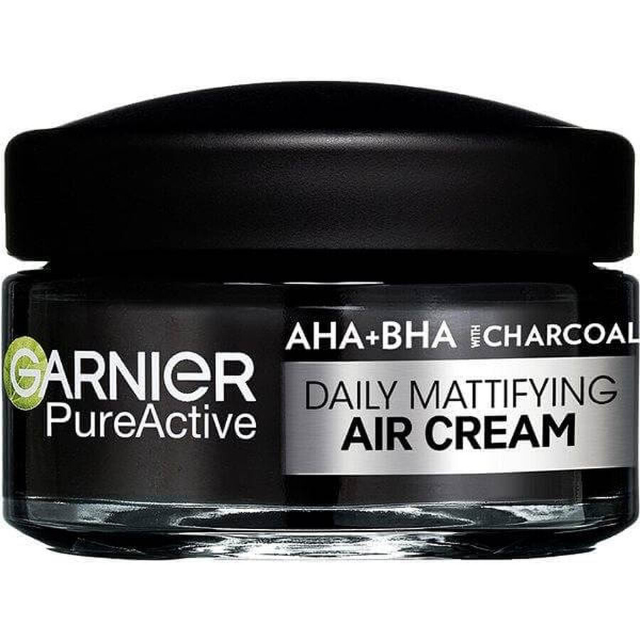 Garnier Pure Active AHA + BHA crema de día ligera 3en1 crema de día con carbón activado 1×50 ml, crema de día